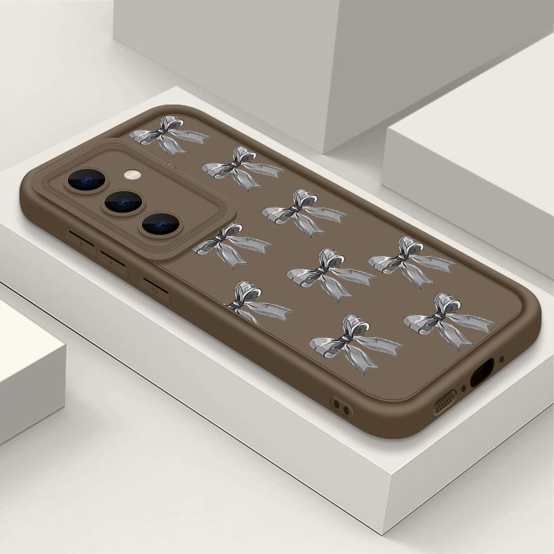 Bowknot Pattern Shockproof Shell Case For Samsung S25 Plus S24 FE S23 Ultra S22 A56 A36 A16 A15 A55 A35 TPU Soft Lens Protection Matte Phone Cover