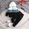 Boys  Children Fashion Clothing Colorblock Coat Long Sleeve Sweatshirt Hoodie Outerwear Trousers Suit Plus Size