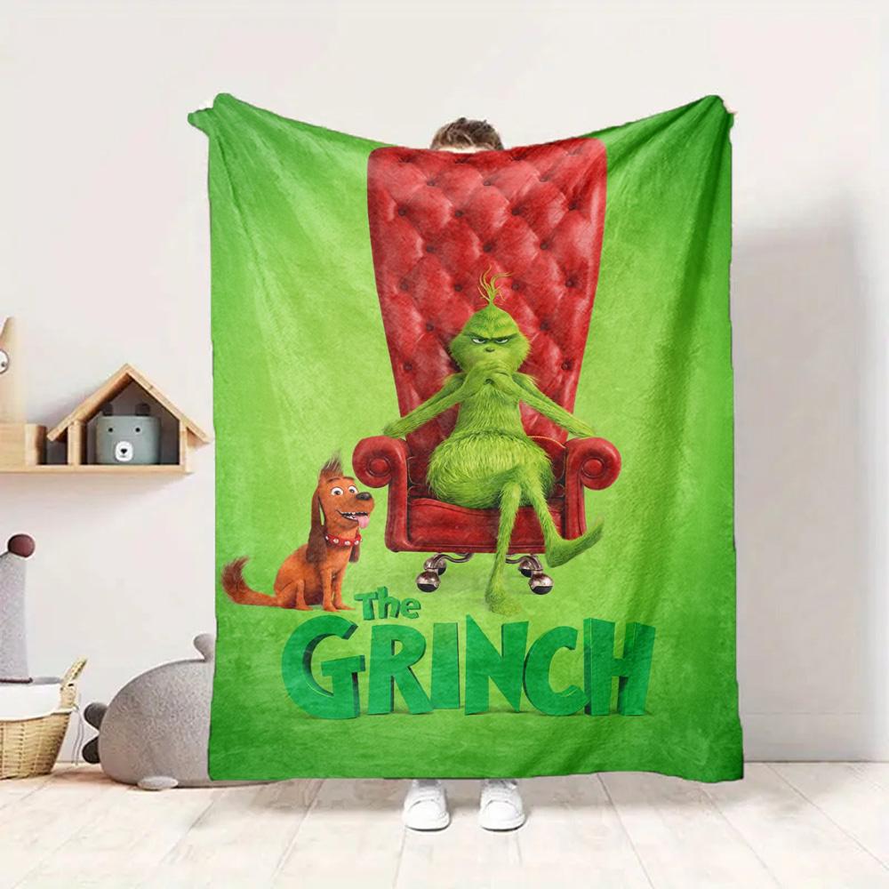 Grinch Throne Flannel Blanket Throw Blanket Soft Warm Sofa Bed Camping Home Decor Unique Christmas Gift C9211467