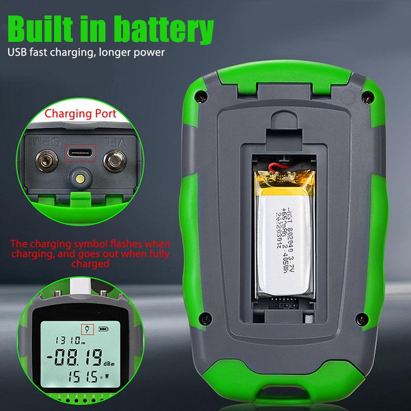 Rechargeable Optical Power Meter Mini Optical Power Meter Red Light Optic Cable Power Tester with USB Charging Cable