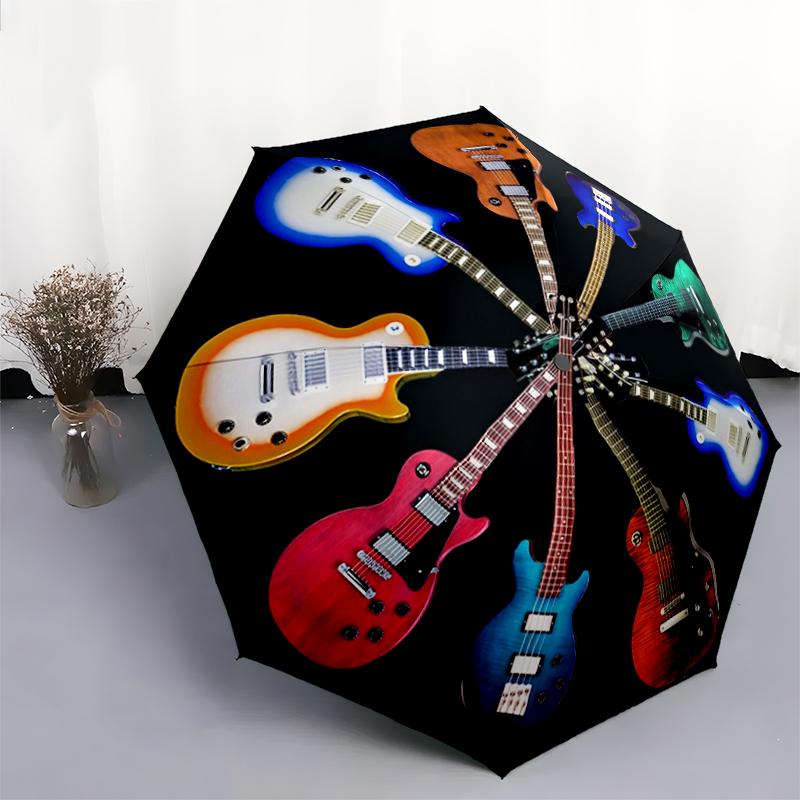 1PC electric guitar Umbrella Portable Folding Umbrella Iron Frame Hole Bone Structure Outdoor Home Umbrella A11