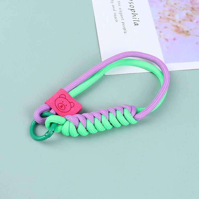 Cute Braid Mobile Phone Lanyard Anti-Loss Short Wrist Band Pendant Multi-Purpose Phone Hanging Strap Candy Color Lanyard