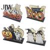 Decorative Napkin Organizer Halloween Wooden Holder, Cute Pastel Pumpkin Ghost Black Cat Tabletop Tissue Dispenser, Waterproof Holder