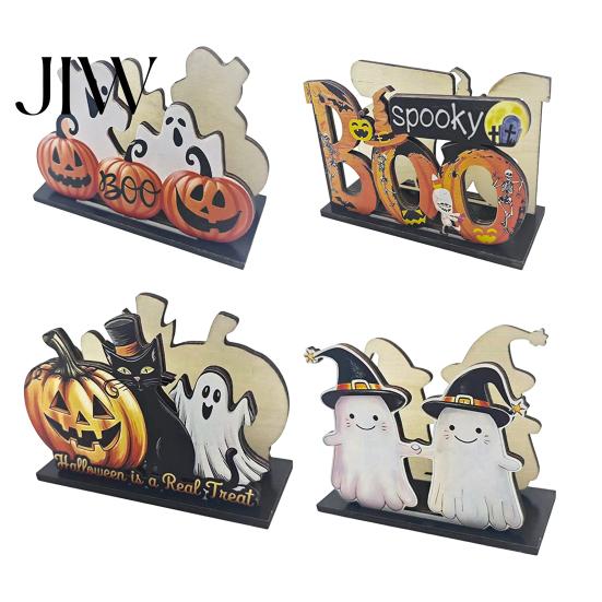 Decorative Napkin Organizer Halloween Wooden Holder, Cute Pastel Pumpkin Ghost Black Cat Tabletop Tissue Dispenser, Waterproof Holder