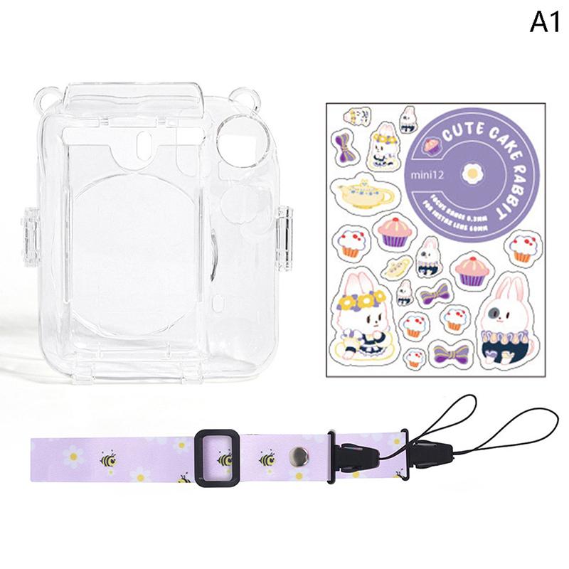 1 Набор Для Instax Mini 12 Прозрачная Сумка для Камеры Дорожная Сумка на Плечо с Милыми Наклейками Прозрачный Ремешок-Шнурок для Камеры Наклейки