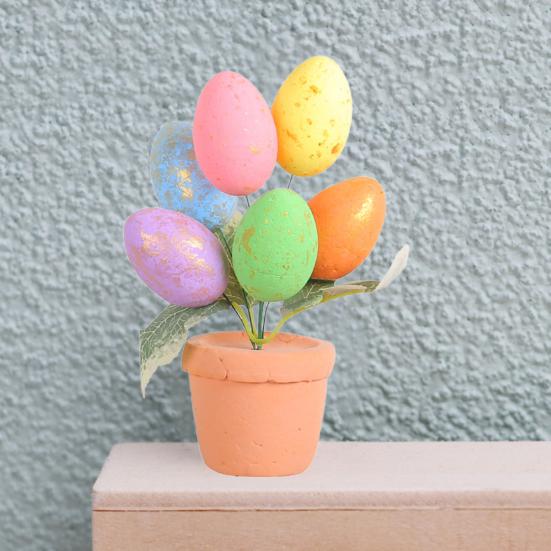 Easter Egg Bonsai Colorful Simulated Easter Egg Potted Plant DIY Foam Bunny Eggs for Home Party Decoration
