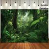 2D planar banner 1 piece of jungle forest photography backdrop - Rainforest scene with hazy sunlight and bright green leaves