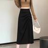 Юбки миди однотонные плиссированные элегантные корейские весенне-летние уличные повседневные юбки женская одежда