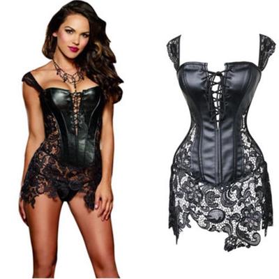 Сексуальный корсет из искусственной кожи с вырезом в стиле стимпанк, бюстье с кружевным ремешком и молнией сзади, спереди, топ