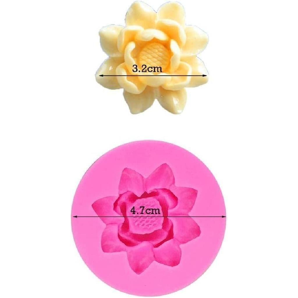 Pink 3D Flower Lotus Silicone Mold for DIY Cupcake Cake Topper Decoration Jelly Shots Fondant Mold Crystal Handmade Ice Cream Soap Mould Candy Making