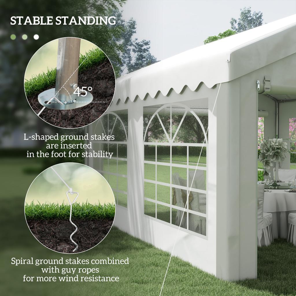 4m x 4m Marquee Party Tent, Heavy Duty Wedding Canopy, White