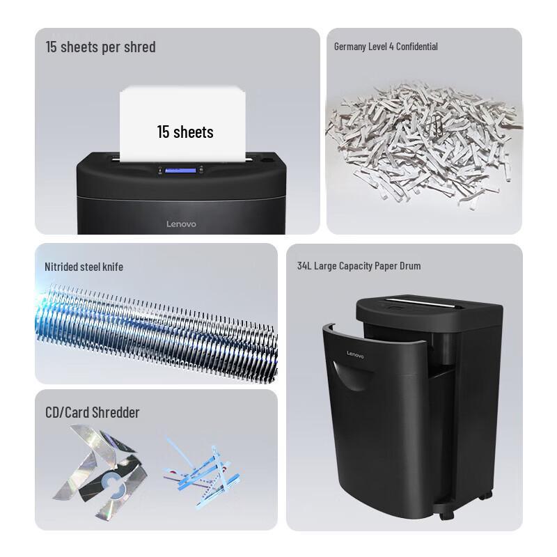 Lenovo LX-C8115 Commercial Shredder CN plug (adapter included)