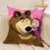 MMasha And BBears Cushion Cover Silky Short Plush Invisible Zipper Dustproof Sofa Pillow Case For Home Decor