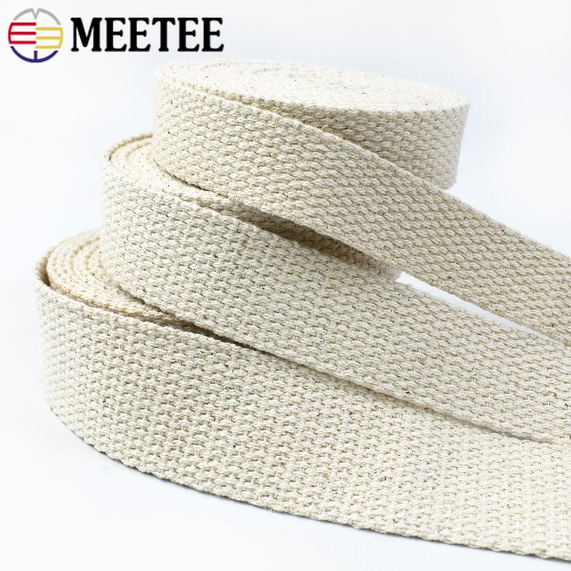 2/5/10M Meetee 10-50 мм Бежевая Хлопковая Лента 1,5 мм Толщины Холщовая Ленточка для Сумок Ремень Одежды DIY Швейная Лента Аксессуары