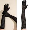 Длинные прозрачные перчатки для женщин, сексуальные кружевные цветочные церемониальные перчатки, перчатки до локтя, вечерние танцевальные вечерние наряды с рукавами