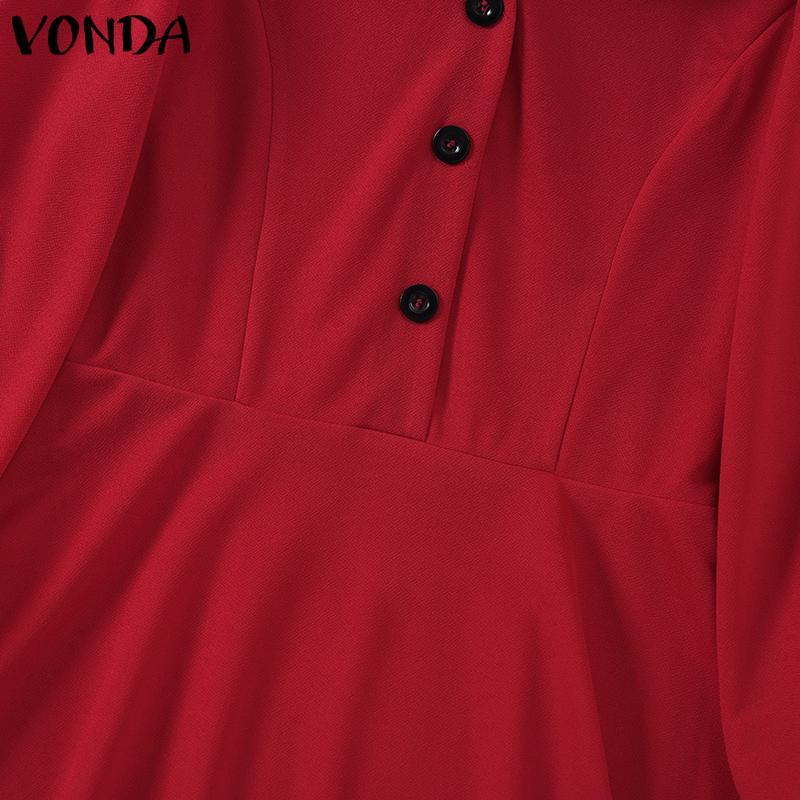 VONDA Женские летние полосатые платья с длинным рукавом и лацканами