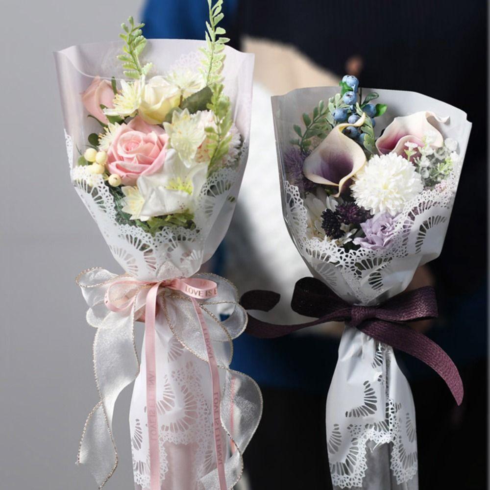 20pcs Plastic Single Rose Flower Wrapping Bag DIY Flower Bouquet Packaging Bags Teacher's Day