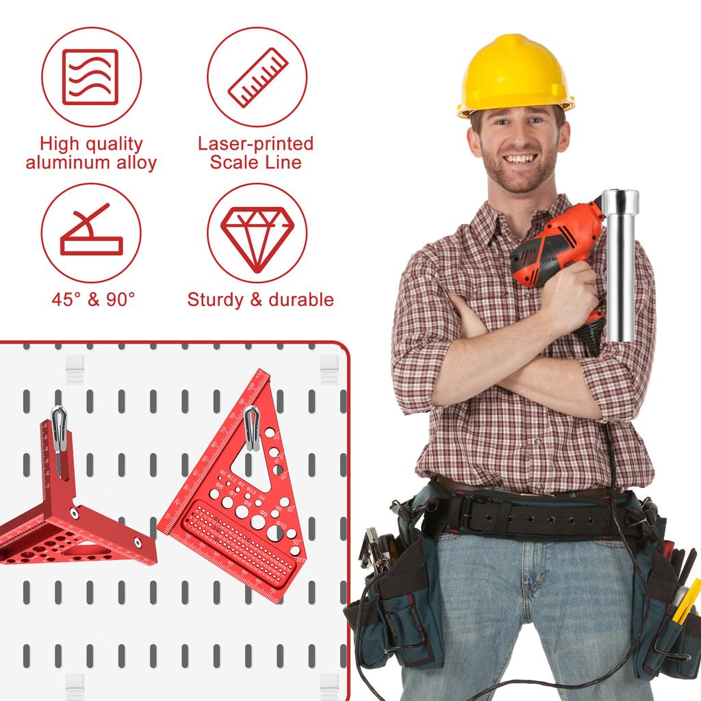 Multi-Angle Measuring Ruler, 45/90 Degree Carpenter Square Aluminum Miter Drawing Line Ruler, Imperial Woodworking Square Tools