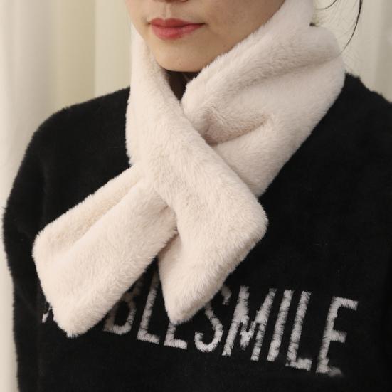 Imitation Animal Hair Scarf Women Solid Color Thickened Plush Versatile Winter Scarf Versatile Style