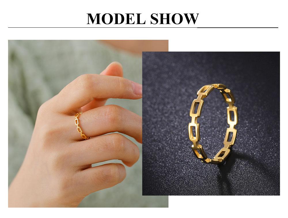Cazador Geometric Chain Rings for Women Stainless Steel Gold Color Rectangle Finger Rings Trendy Jewelry Christmas Gift 2026