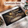 Music Piano Theme Soft Crystal Velvet Rug Custom Name & Text Print Non Slip Floor Rug for Bedroom Living Room