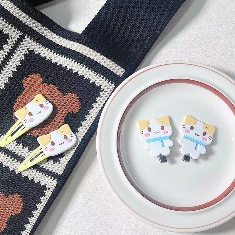 2 шт., заколка для волос с изображением кота Fuwa Nyanko, каваи, заколка для волос, милые зажимы Bb, заколки с милыми животными, зажим в виде утконоса, аксессуары для волос