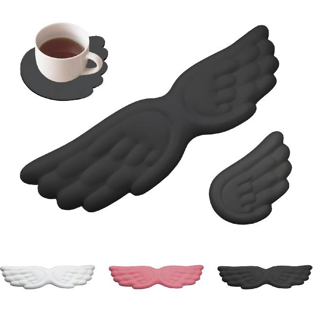 Angel Wing Wrist Rest,Cute Wrist Rest for Keyboard and Mouse,Hand Rests Set Include Ergonomic Keyboard & Mouse Hand Rest and Coaster,Filled Resilient