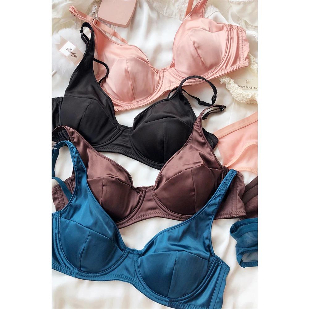 Женское нижнее белье Ice Silk Comfort, сексуальный бюстгальтер Push Up с маленькой грудью, съемная подкладка, тонкие чашки, бюстгальтер, нижнее белье, комплект трусиков