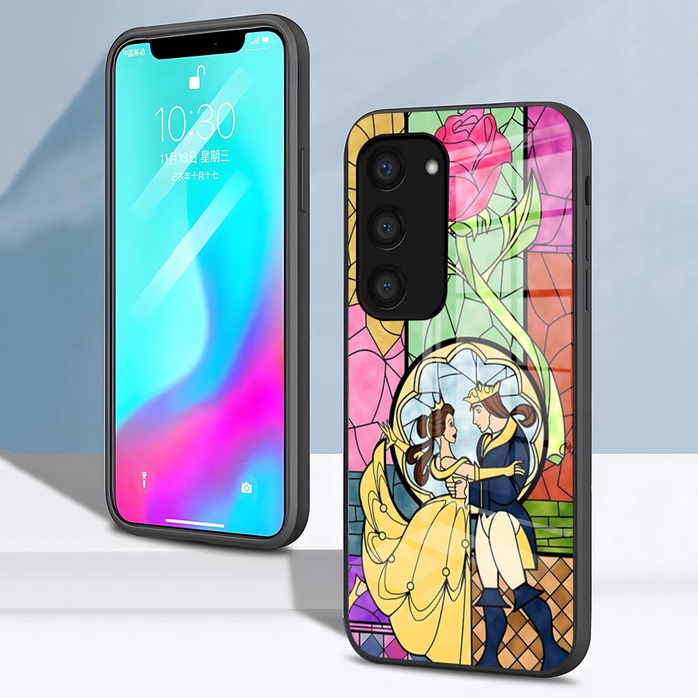 Чехол для телефона B-BeautyS And The B-Beast для Samsung S26 S25 S24 FE S23 S22 S21 Plus S20 Ultra Note20Ultra Черная стеклянная крышка