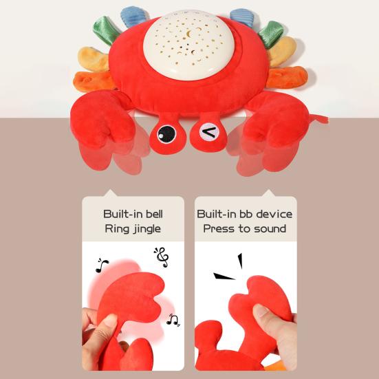 Мягкая игрушка-краб с музыкальным проектором, зеркалом, интерактивная музыкальная шкатулка в виде краба для новорожденных, ранняя развивающая игрушка в виде животного для малышей, мальчиков и девочек, подарок