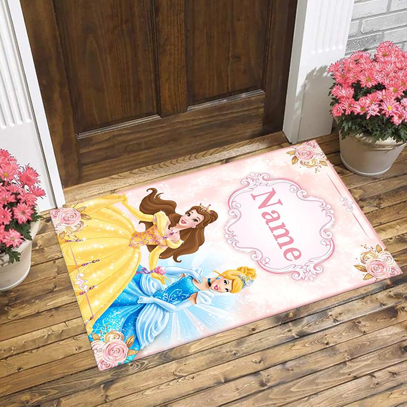 Personalized Name Princesses' Garden Living Room Non-Slip Area Rug Soft Carpet for Bedroom Kids Playroom Sofa,Office Home Decor Doormat