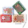 4pcs With Window Christmas Gift Boxes Snowman Design Opening Candy Packaging Bakery Boxes Gingerbread Theme Paper Box