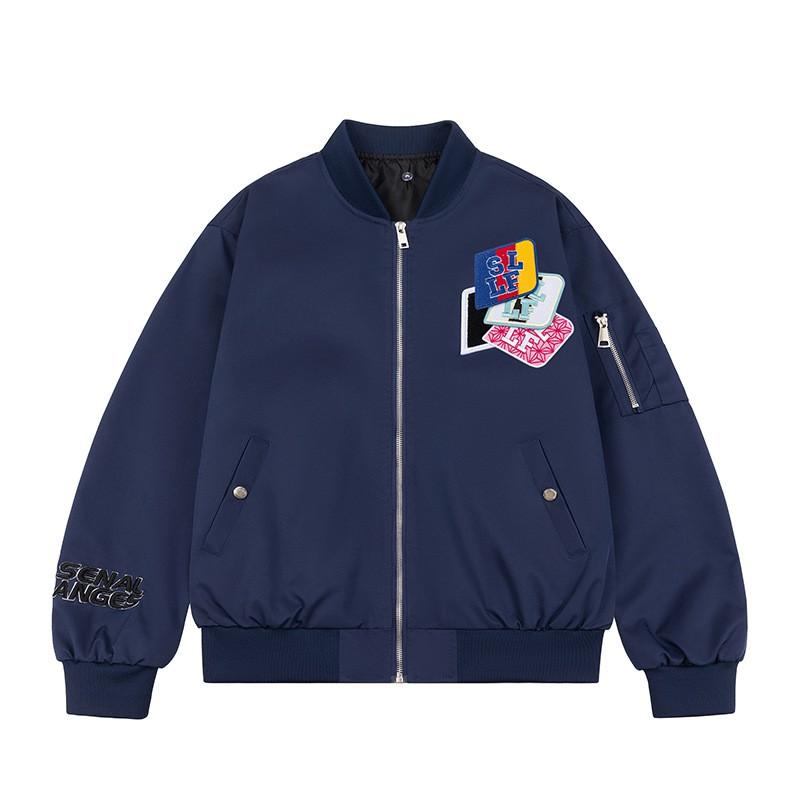 Mens Oversized Retro Baseball Jacket With Embroidered Letters Warm Thickened Cotton-Padded Outerwear Fall Winter