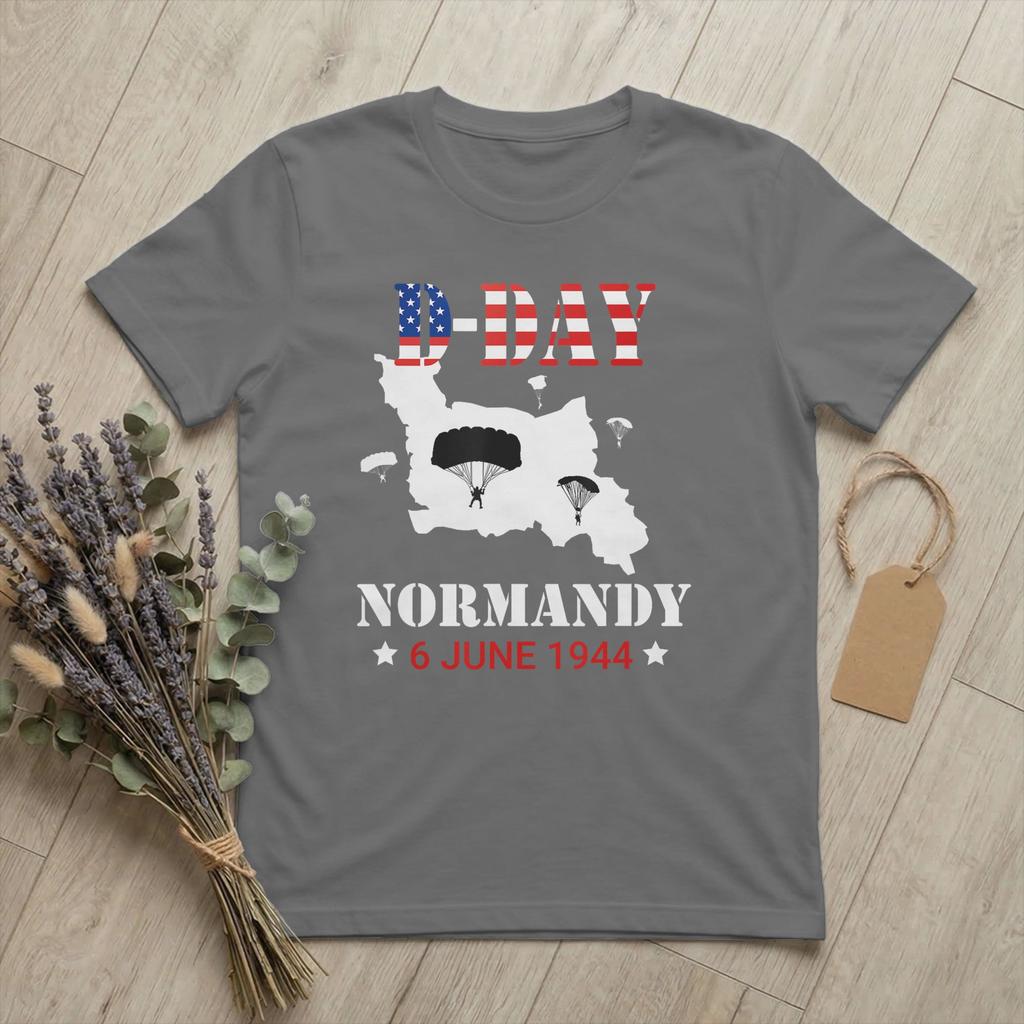 DDay NorUnisexdy Landings Paratrooper Unisexs T Shirt 1944 Novelty Tee Shirt Short Sleeve O Neck TShirt 100 Cotton Summer Tops
