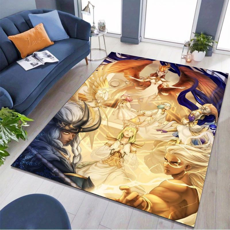 AFK Journey Elf Mage Print Area Rug, Fantasy Game Character Non-Slip Floor Carpet for Bedroom Living Room