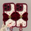 Галстук-бабочка «Камелия» подходит для чехла для телефона Apple 16PRO 15, цветочная ягнячья кожа 14, силиконовый противоударный 7/8
