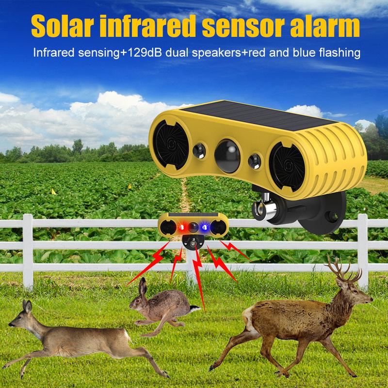 Outdoor Waterproof Solar Motion Alarm Detector Infrared Detector 130dB 13 Sound Siren Alarm Lights, Security Alarm Sensor