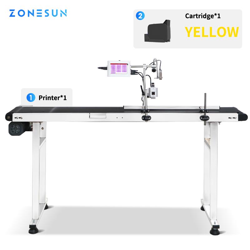 ZONESUN ZS-DC127 Auto Inline Inkjet Printer 12.7mm TIJ Date Coding Machine QR Code Barcode Batch Number Expiry Bottle Conveyor