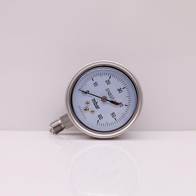 Stainless steel mbar pressure gauge