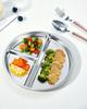 Stainless steel grid plate 1 9-inch controlled plate, suitable for adult weight loss and diabetic diet, children's drop-proof lunch plate
