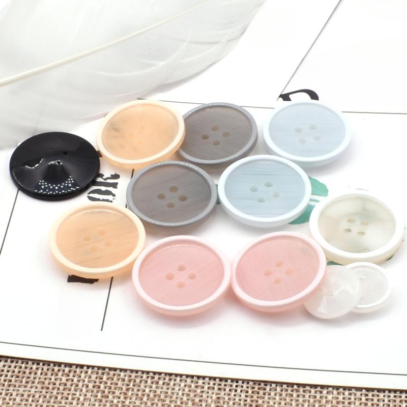 10 шт./пакет Красивые 4-дырочные пуговицы Круглые вогнутые смоляные пуговицы Юбка Блузка Швейные принадлежности