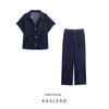 Kaslead New Women Clothes Western Style Fashion Short Sleeve Demin Shirt Trousers 4083231 4083232