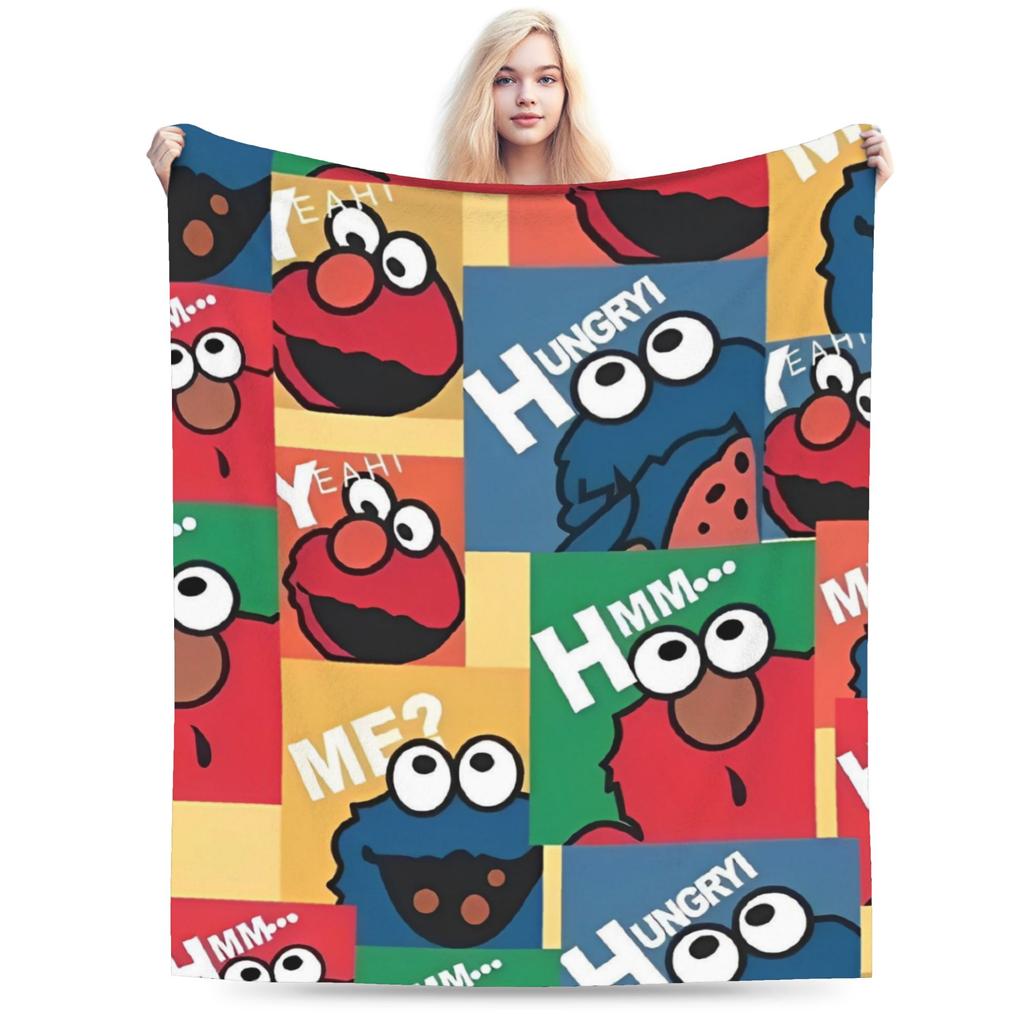 Cookie Monsters Cartoon Blanket Fleece Decoration Sesame Street SesameStreet Soft Throw Blanket for Sofa Car Plush Thin Quilt