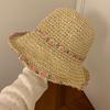 Women Straw Hat Hollow Out Fake Flower Decor Anti-UV Sun Protection Good Breathability Decorative Beach Cap Lady Outdoor Travel Hat