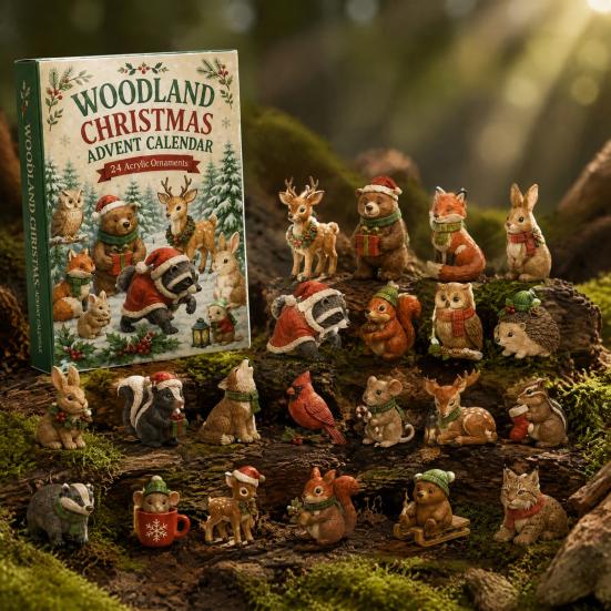 Christmas Countdown Calendar 24 Days Advent Calendar, Forest Animals Fairy Tale Animal Set Cute Acrylic Collectible Toys for Holiday Party Decoration