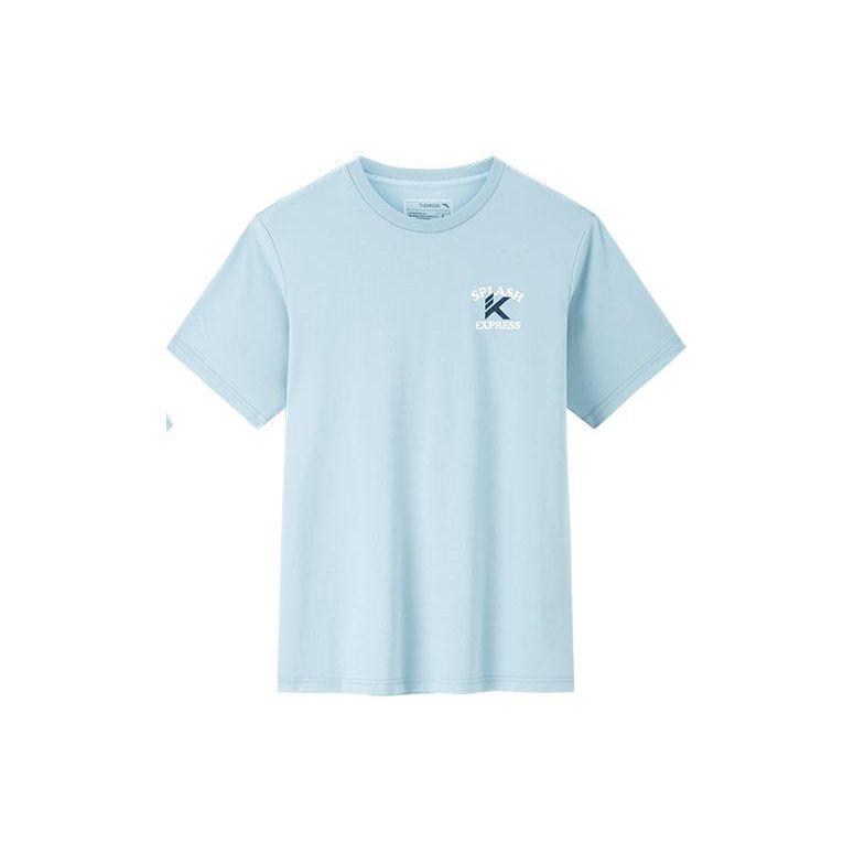 Anta Printed Letter Round Neck Short Sleeve T-Shirt Men Tops Blue 152321168-2