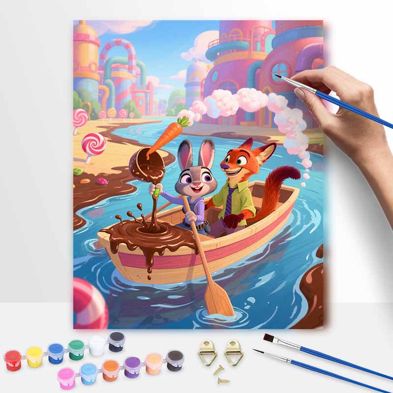 Disney Digital Oil Painting Art Kit Candy River Adventure Handmade Coloring Painting Home Decor