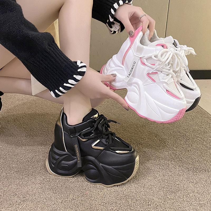 Новые женские туфли на платформе с увеличением внутренней высоты, кроссовки папины, женские универсальные повседневные спортивные туфли
