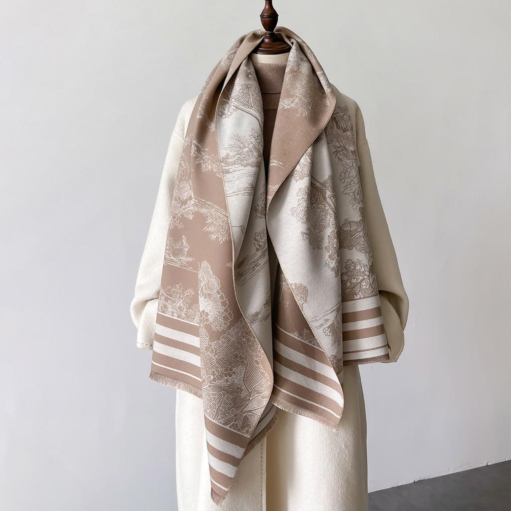 Осенне-зимний теплый модный шарф High Sense Literary, двусторонний печатный шарф-накидка, классический женский шарф
