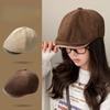 Corduroy Advance Hat Women's Autumn and Winter British Retro Beret Versatile Painter Hat Japanese Style Literary Peaked Hat